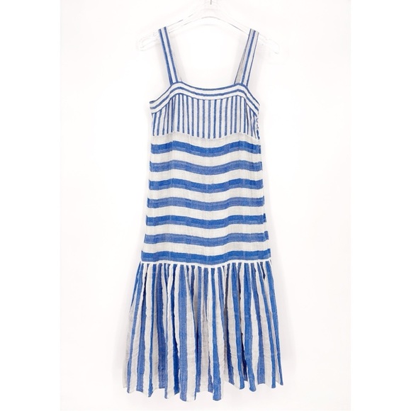 WARM Biscay Blue & White Striped Midi Dress 0 - Picture 4 of 12
